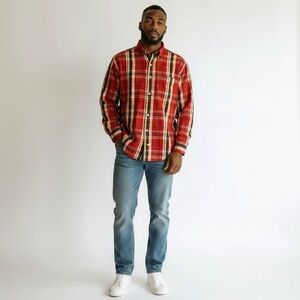 VTG Polo Ralph Lauren Big Shirt Men Large Madras Plaid Thick‎ Cotton Sport Shirt